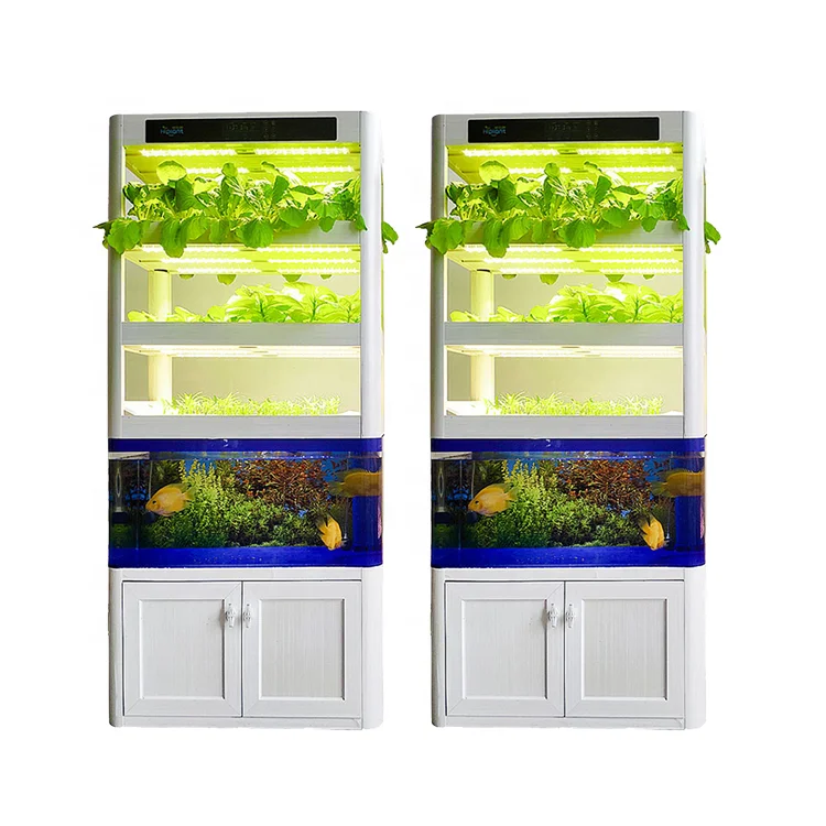 Промышленный вертикальный NFT гидропонный светодиодный светильник Aquaponics комплекты системы с аквариумом