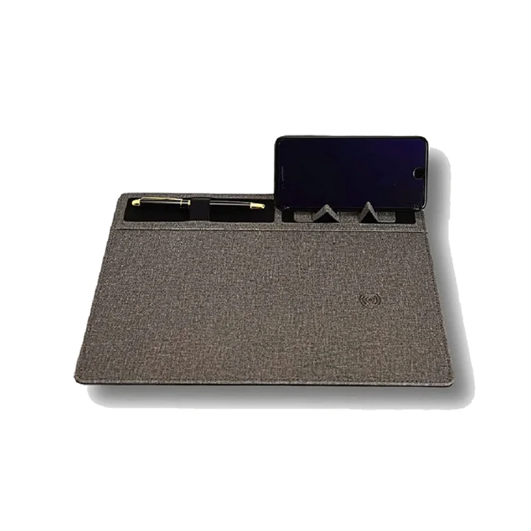 Custom Multi-function Wireless Charger Smart Computer Mat Office Table Pu Leather Mouse Pad With phone holder