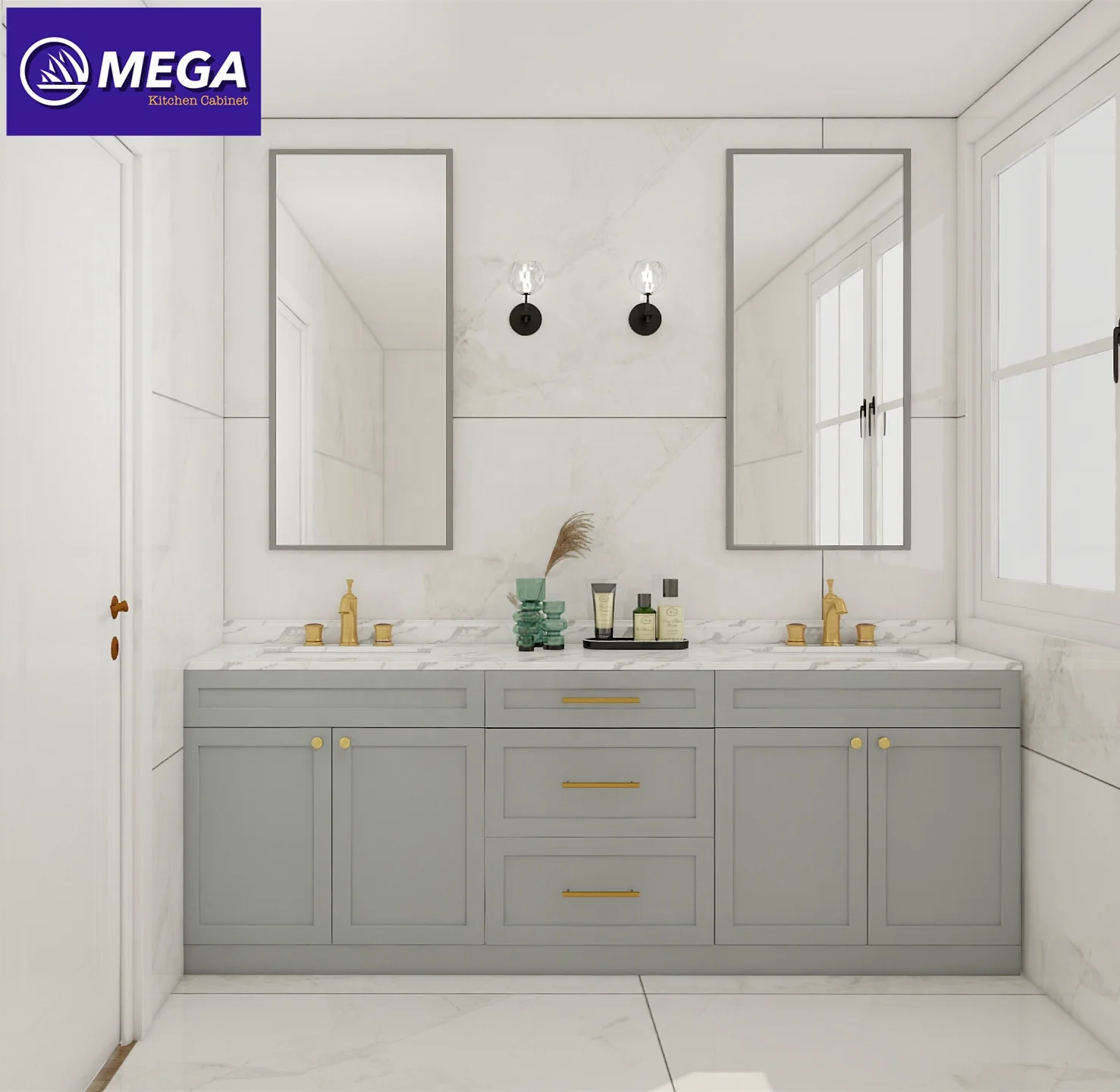 American Nordic Hotel Custom Home Melamine Double Sinks Bathroom Vanities Combo  Wash Basin Cabinet floating bathroom vanity