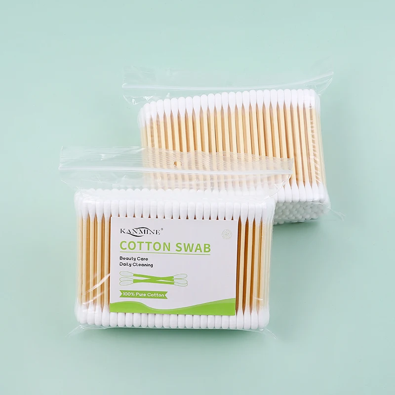 Lowest Price Manufacturer Disposable 200 Pieces Bamboo Stick Cotton Buds In Bags