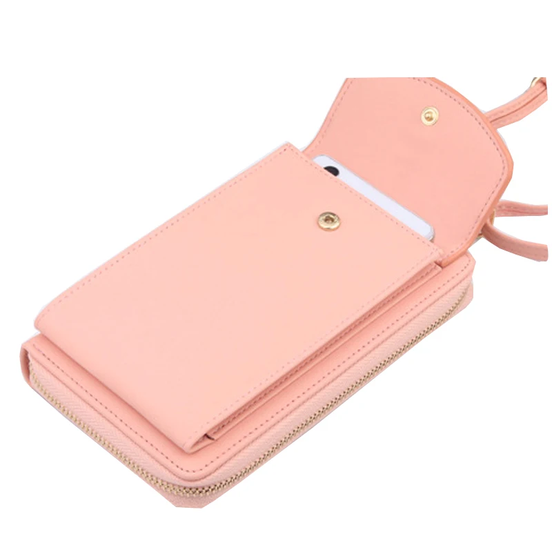 
Новинка, модная женская сумка для мобильного телефона, сумка на плечо с пряжкой, Женский кошелек большой вместимости, мягкий кожаный кошелек с пряжкой на молнии 