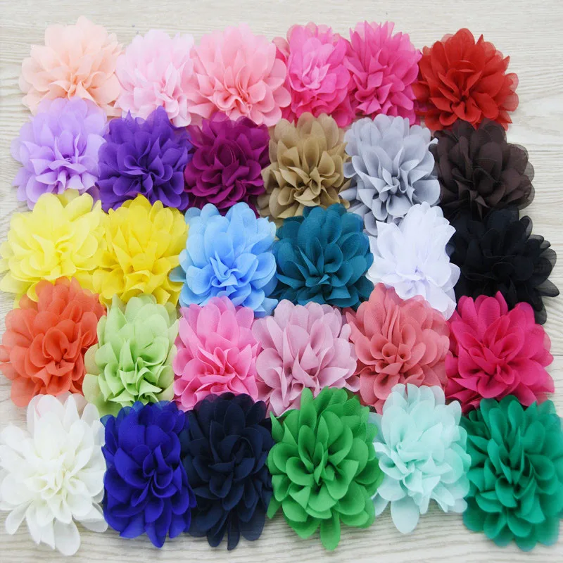 3,75 'фестоны шифоновые цветы для новорожденных повязки на голову, красивые девушки аксессуары для волос для DIY