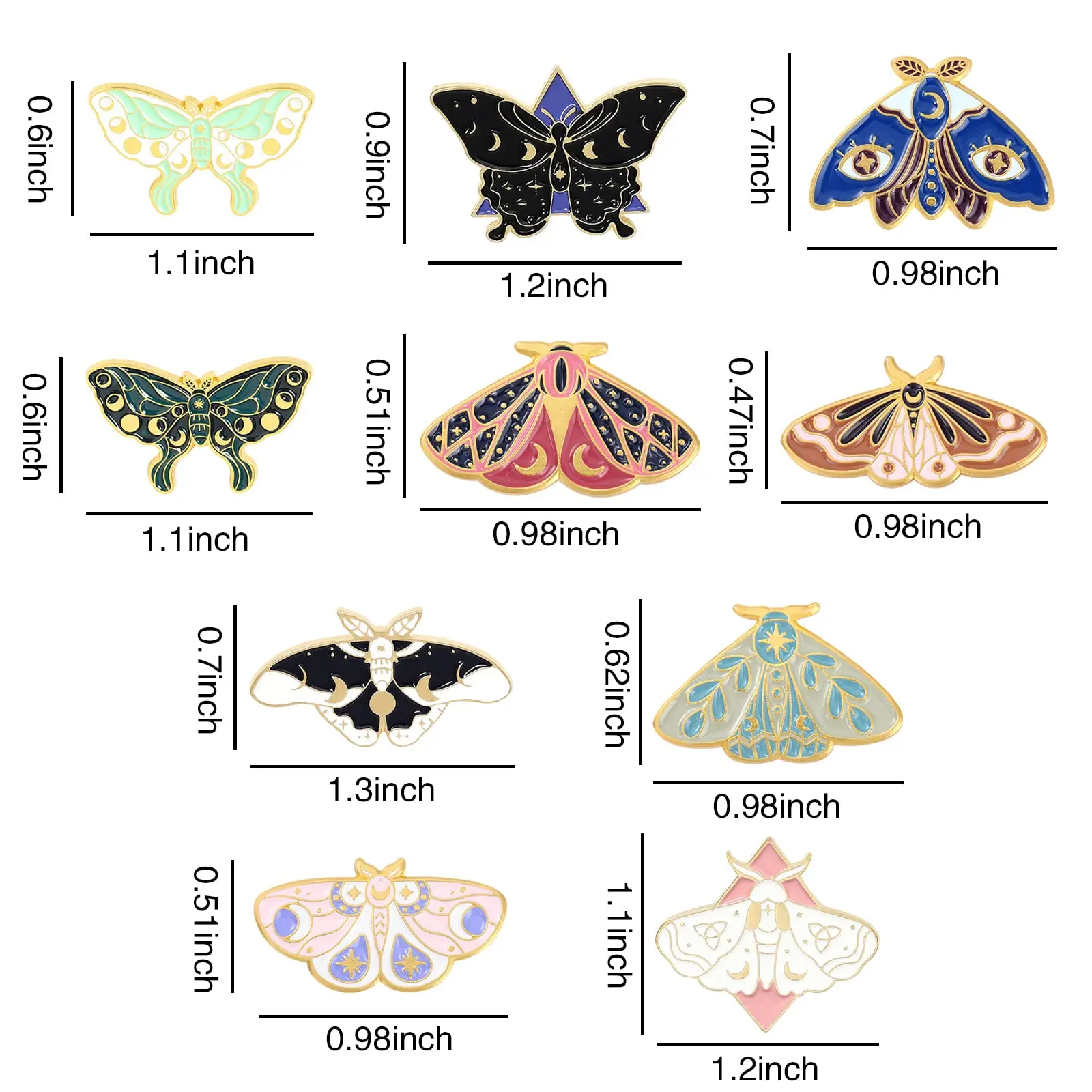 10Pcs Butterfly Enamel Lapel Pin Colorful Insect Badge Brooch Animal Pin Set for Clothing Accessories Cufflinks & Pins & Buttons