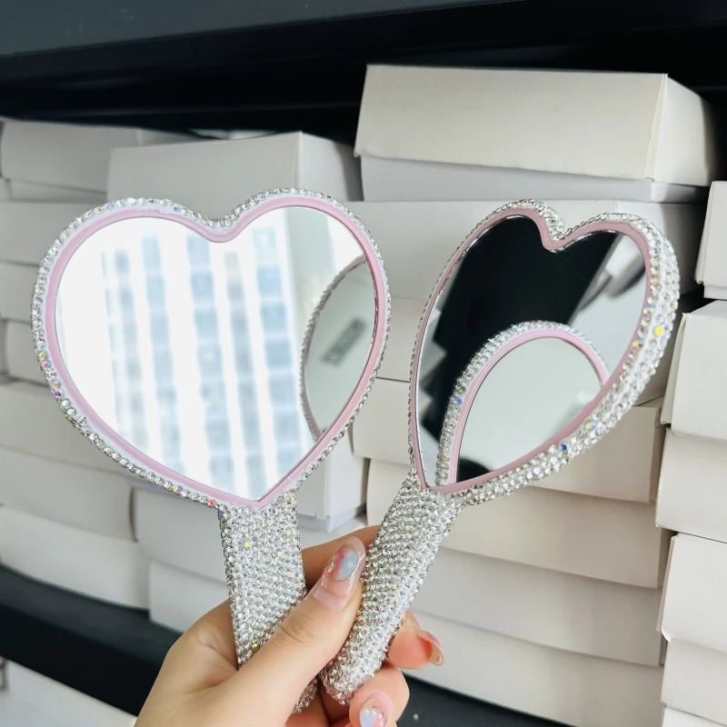 Square Makeup OEM logo makeup mirror cosmetic hand mirrors lash wholesale bulk handheld heart mirrors