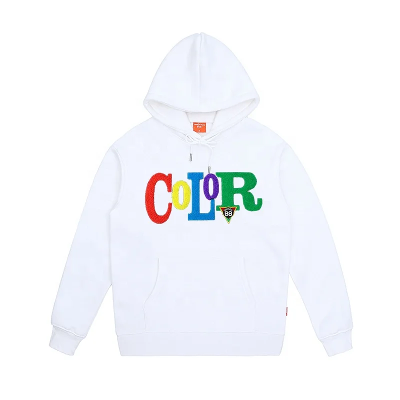 Hoodie Manufacturer Custom Chenille Embroidery Letters Hoodie Men Regular Sleeve Unisex 3D Chenille Embroidery Cropped Hoodie
