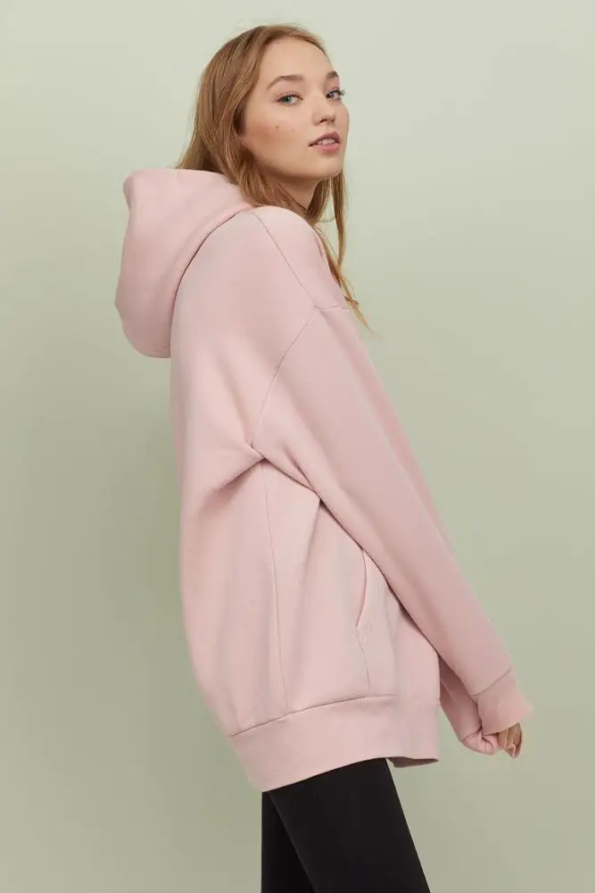 Fashion New Trendy Plain Pink Oversized Hoodie Women
