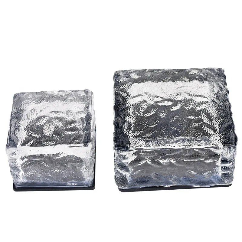 Cross-border hot 4LED solar ice brick lamp glass floor tile lamp outdoor garden lawn decoration buried lamp rain proof