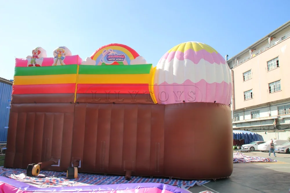 LilyToys Geant candy theme water park on land for Kids, Inflatable Water Slide For Frame Pool/Inflatable Pool