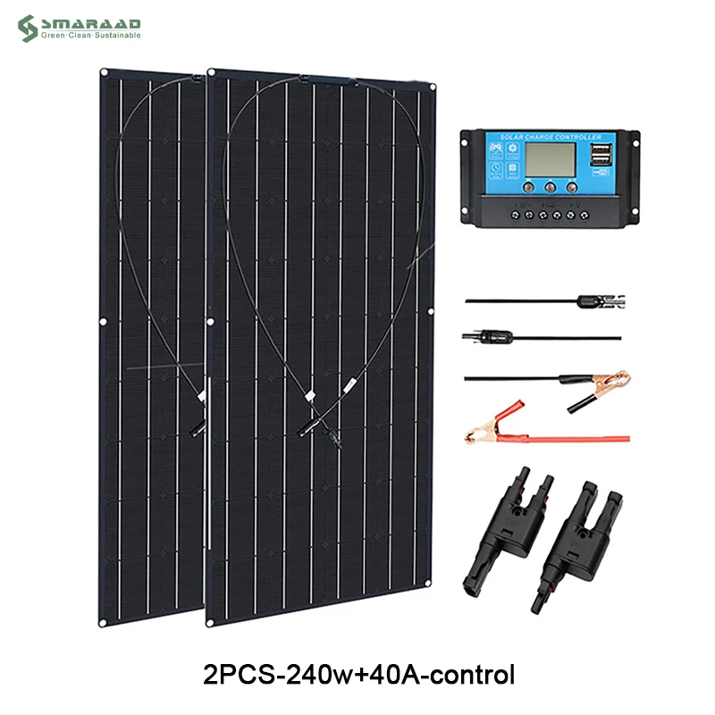 120W 12V Single Crystal Solar Panel Photovoltaic System Energy Storage Power Supply for Roof Car RV Boating Camping