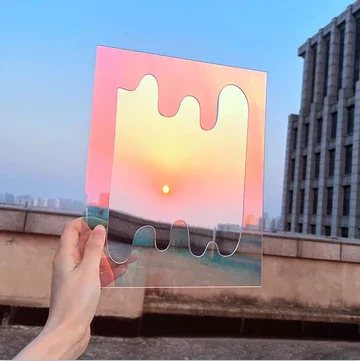 Iridescent Wall Mounted Acrylic Mirror Modern Multi Style Acrylic Decor Mirror Choose For Living Rom Hallway