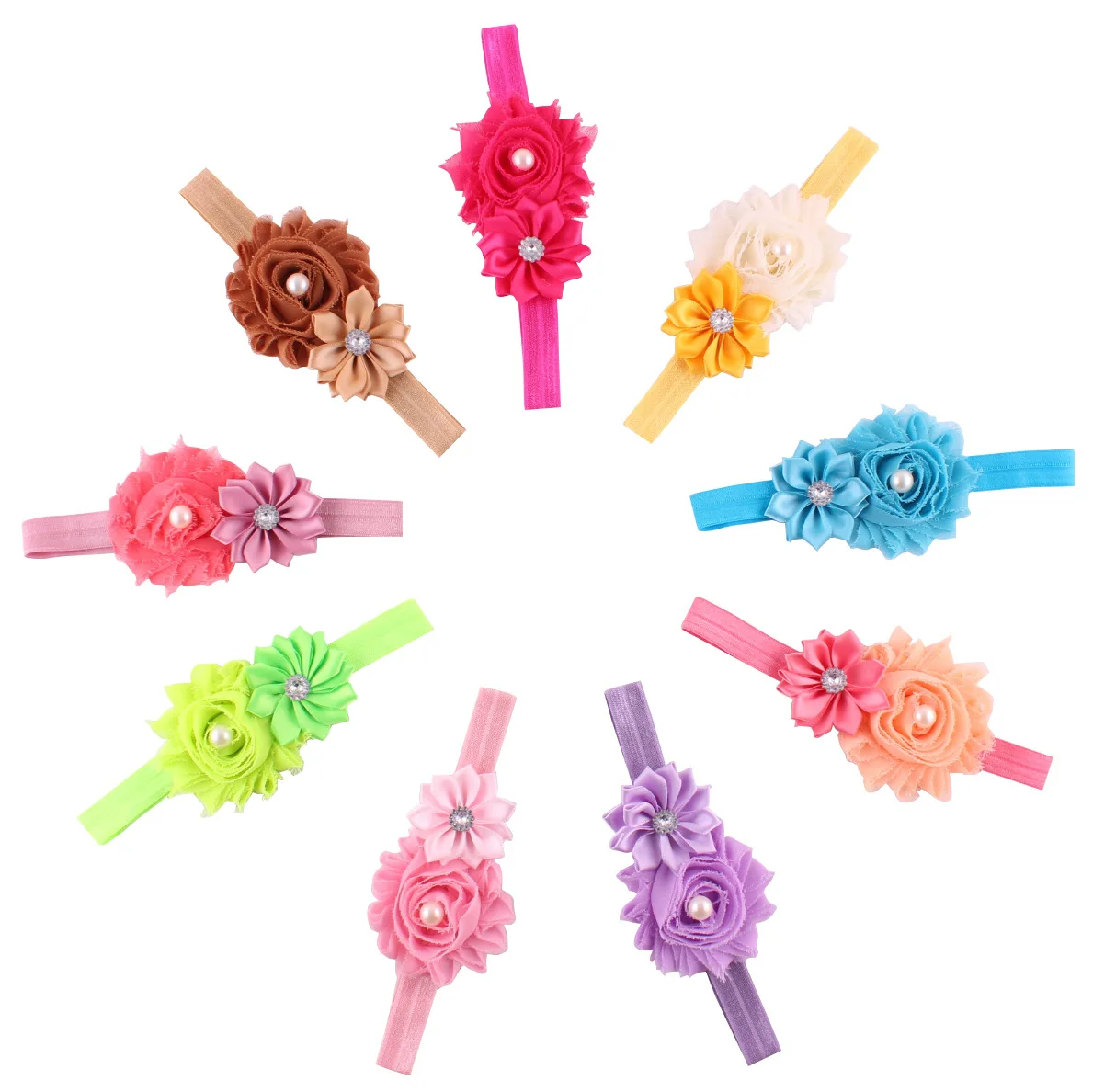 
Baby hair tie fluffy hair accessory with chiffon flower for girls shabby hair accessories 10pcs/set 