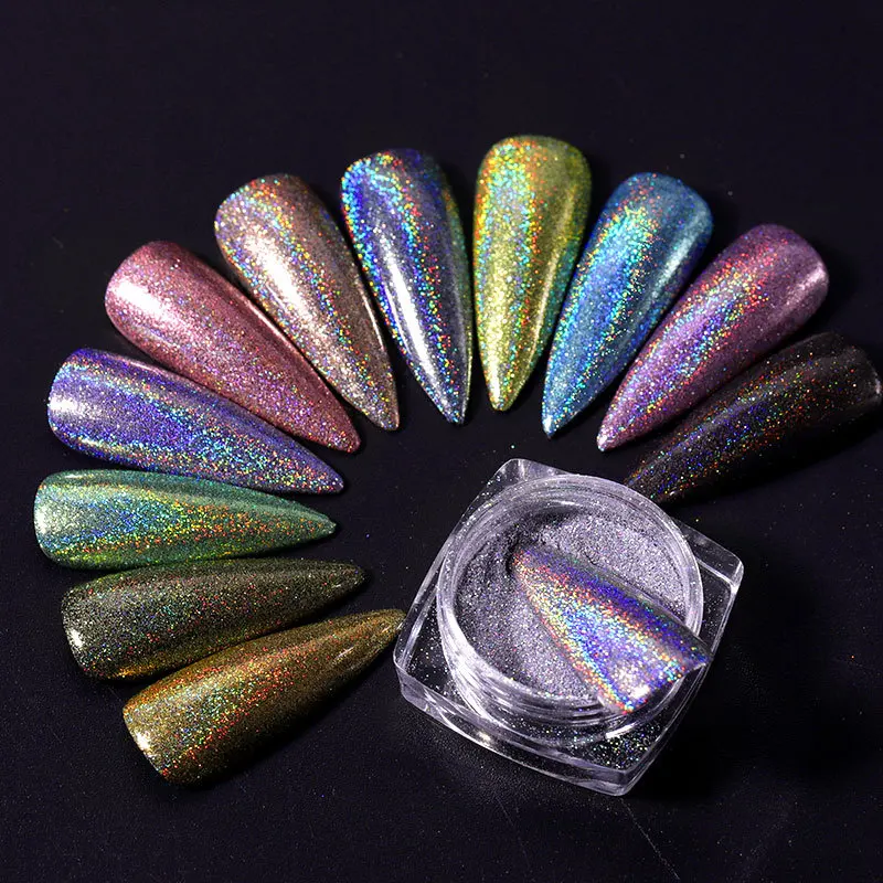 Chrome Powder Nail Art 12 Colors Laser Nail Acrylic Powder Professional Glitter for Nail Shops