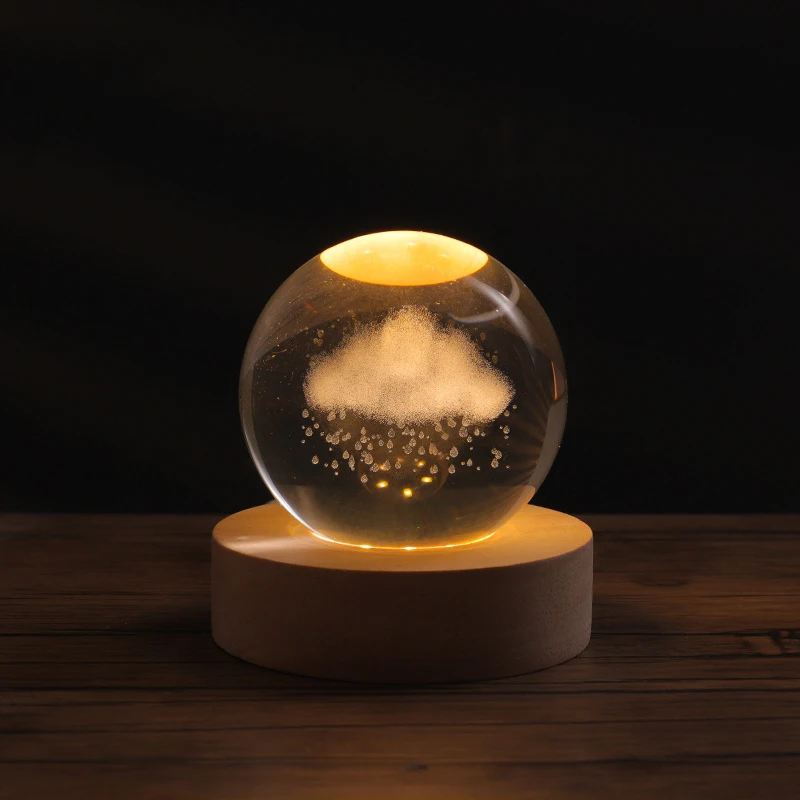 Stable 3D Luminous Solar System Crystal Ball Decoration  Led Night Lights Art Crystal Ball Night Lamp Desktop Home Decor