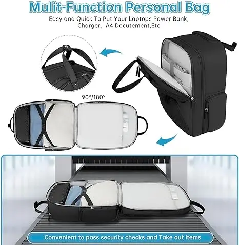 17 Inch Water Resistant Rolling Suitcase for Travel Underseat Multi-functional Carry On Suitcase Portable Work Suitcase