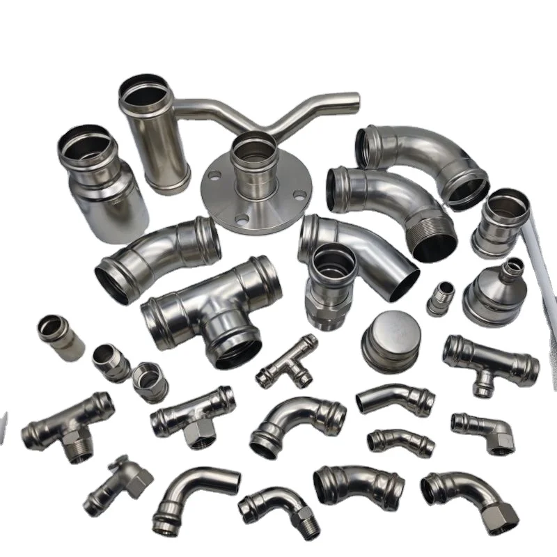 Stainless Steel 304/316L DVGW V-profile Press Plumbing Fittings elbow/tee/reducer/coupling/cross