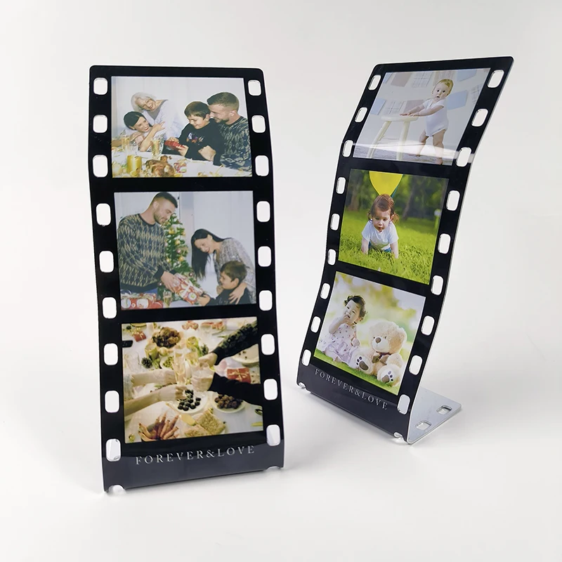 Double sided sublimation Aluminum photo frame Creative film design self-stand metal blanks