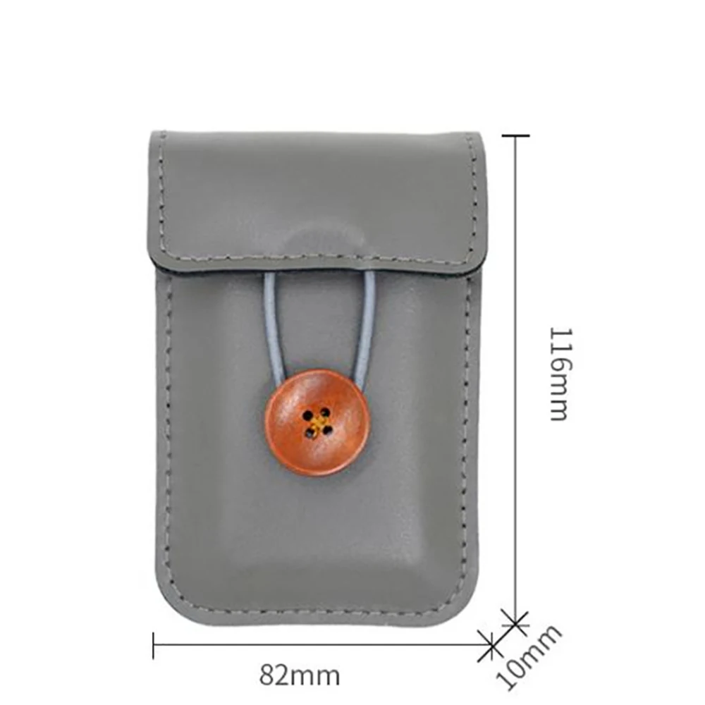 Retro Crazy Horse Genuine Cowhide Leather Earphone USB Cable Organizer Bag Charger with Button