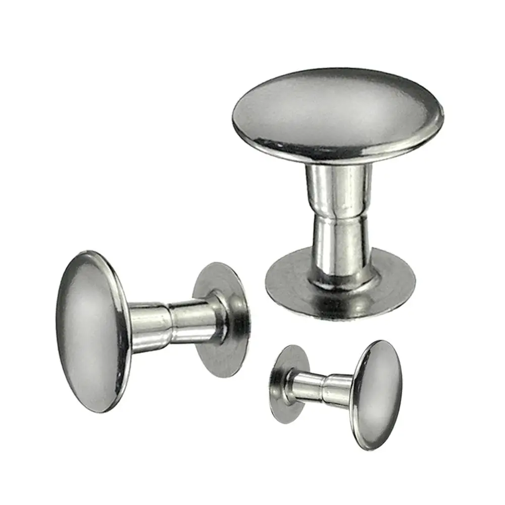 Double head size book binding leather hollow brass stainless steel custom decorative metal aluminum nail rivet for bag