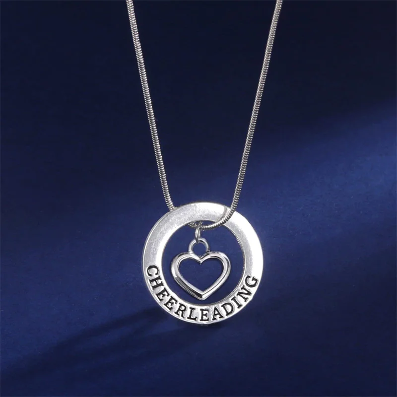 Love Cheerleading Charm Pendant Cheer Cheerleader Stainless Steel Necklace Gifts Jewelry for Girls Teens Women