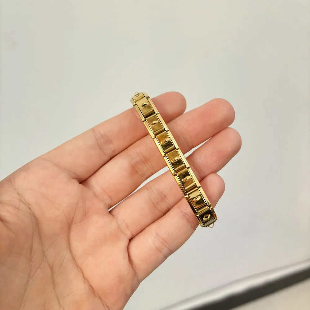 Wholesale 18pcs Module Italian Bracelet Stainless Steel Gold Italian Charm Bracelet Links With Hook
