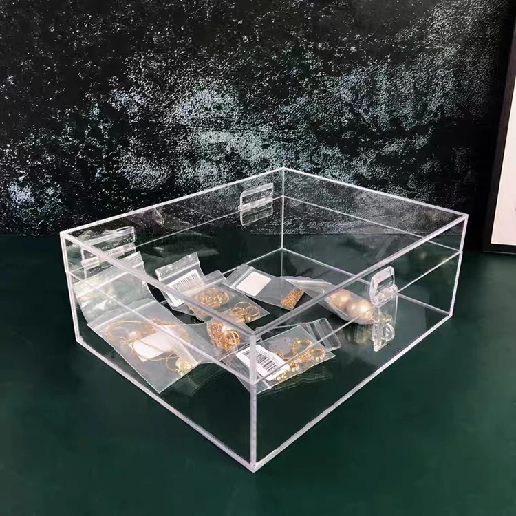 Customized wholesale acrylic transparent box with lock storage box plexiglass clamshell box suitcase