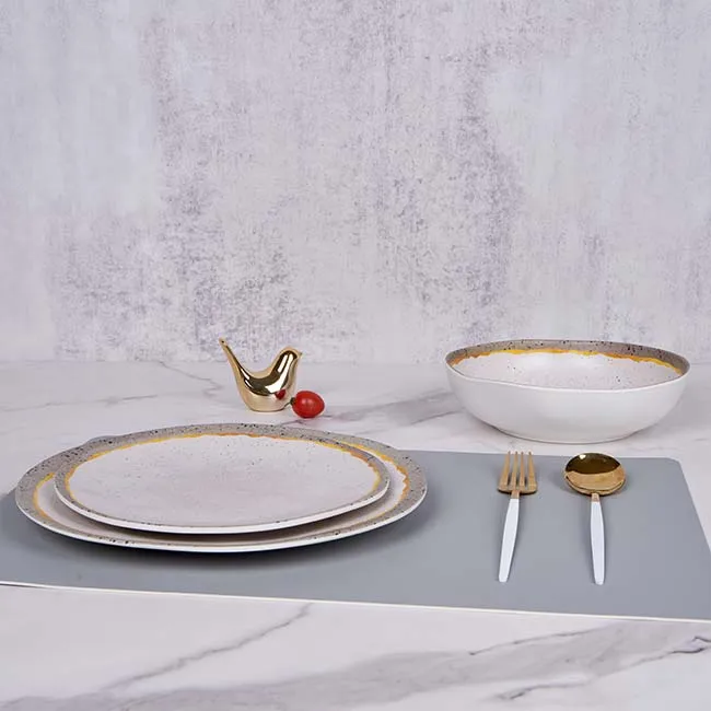Luxury Shiny Side Round Shape Wholesale White Melamine Tableware Sets Restaurant Dinnerware Sets For Dinner