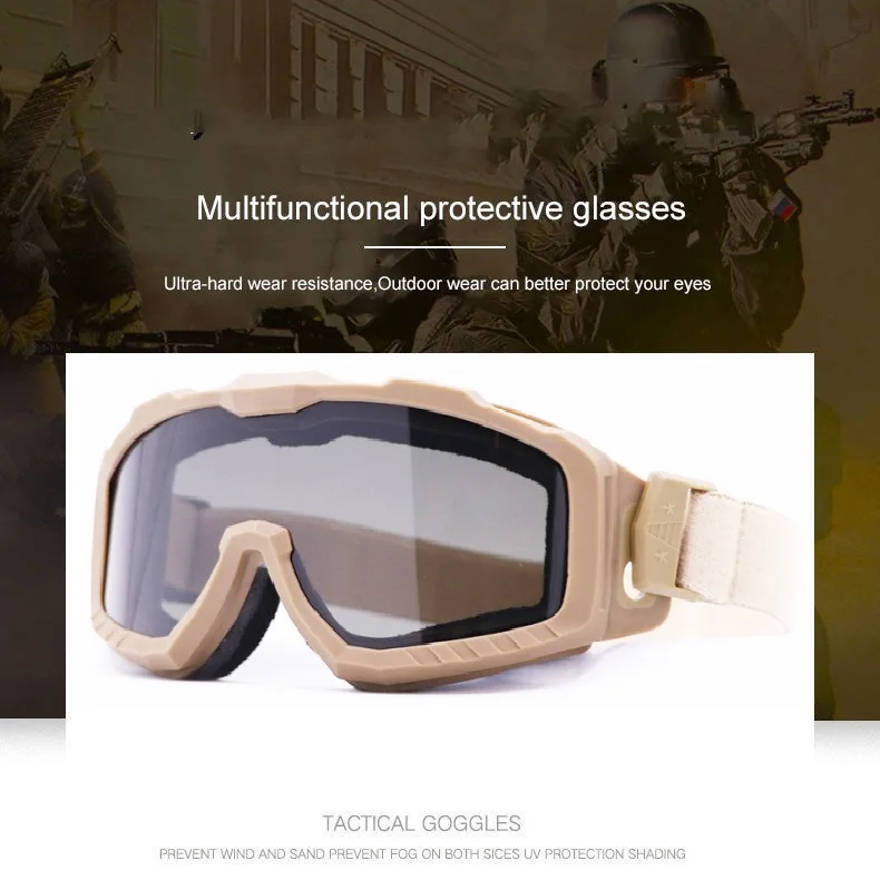 Hot Sales HD Multicam Tactical Safety Glasses Side Protection Shooting Goggles with Lenses