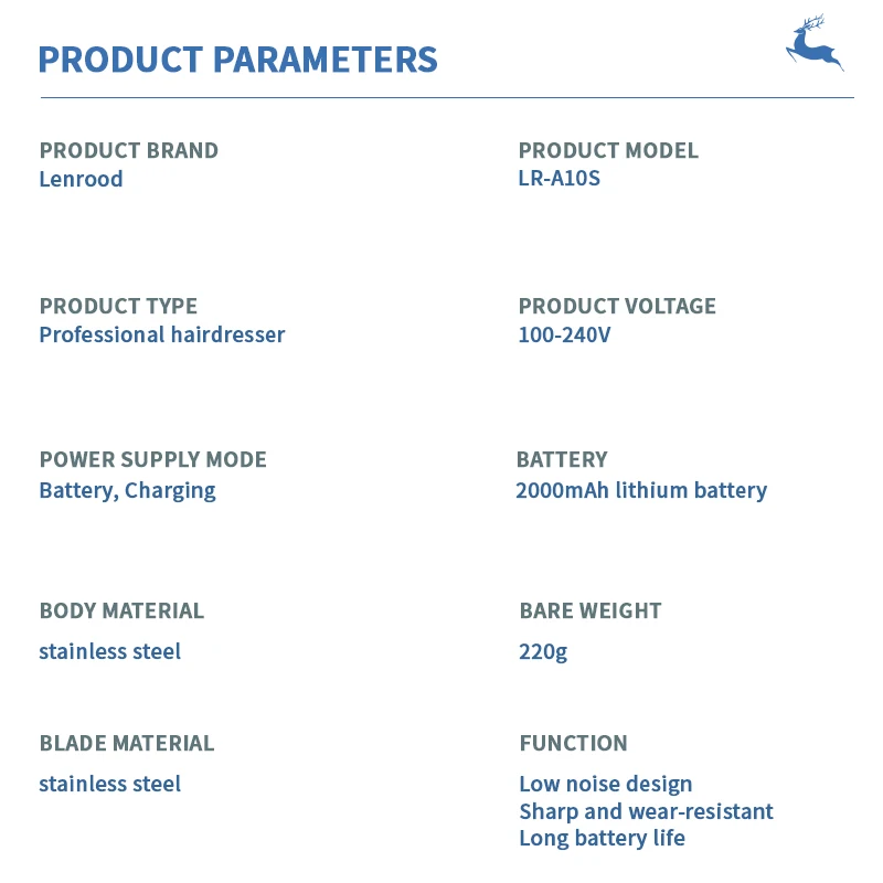 Lenrood LR-A10S-1 Factory Supply Rechargeable Hair Trimmer With LCD Display cordless trimmer hair clipper