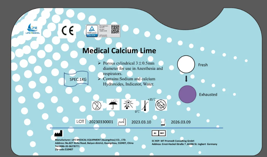 China Supplier Co2 Absorbent set medical calcium Lime Carbon dioxide absorber