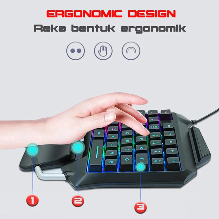  The Latest Comfortable Colorful Backlight Portable Mechanical Single handed Game Keyboard