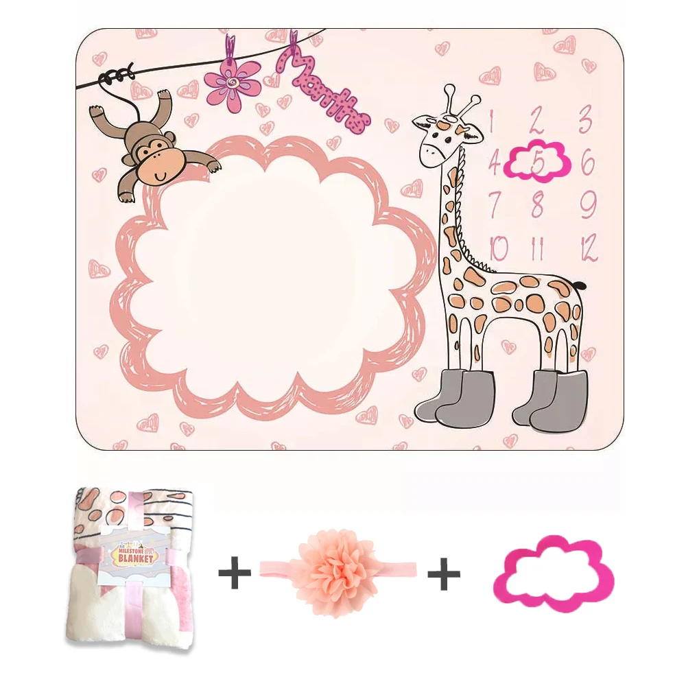 Custom Printing Minky Throw Fleece Blanket Baby Monthly Photography Blanket Baby Milestone Blanket