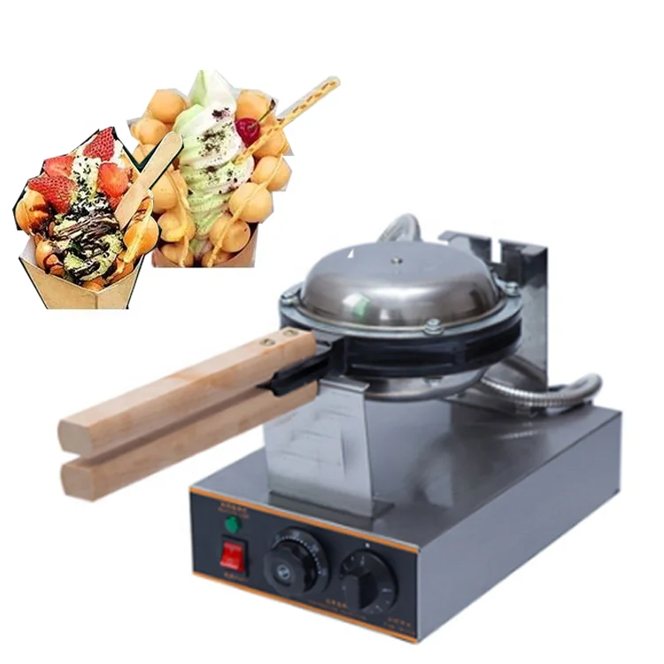 Electric Non-Stick Bubble Waffle Maker Hong Kong style Egg Waffle Rotating Machine with Timer & Temperature control
