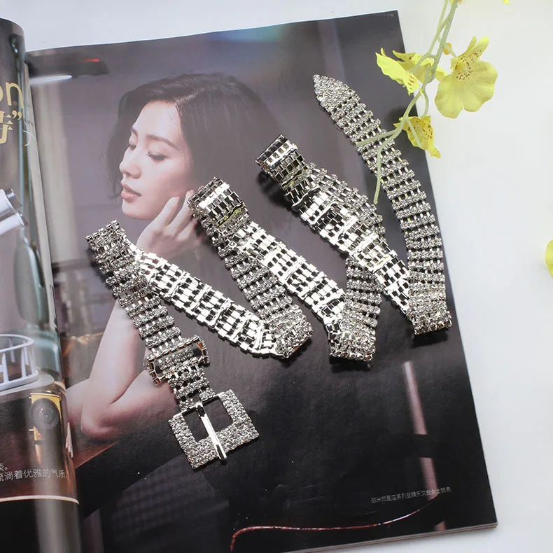 REWIN 5-8 Rows Luxury Wide Belt Bling Glitter Chain Waistband Women Rhinestone Belts Shiny Waist Belts  for Jeans Dresses Pants