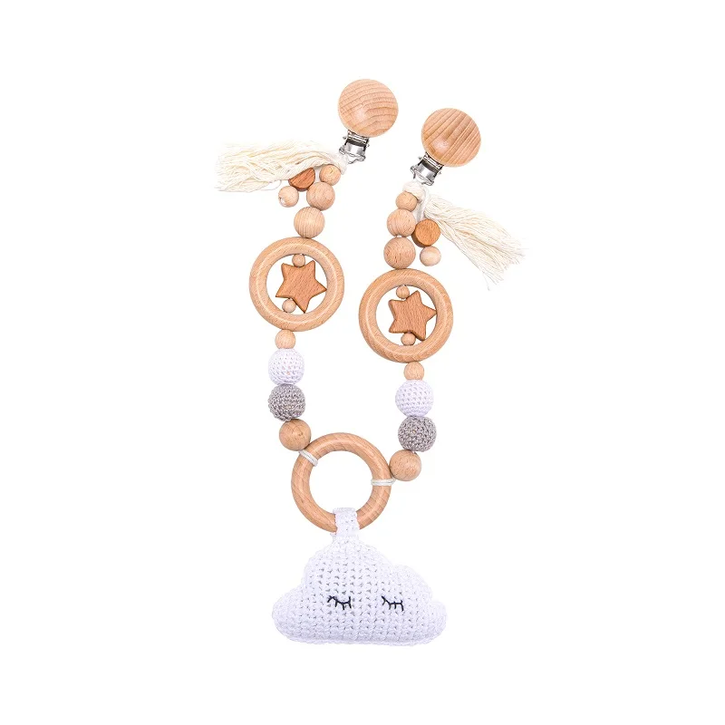 Security Reliable Food grade Natural Beech Wood baby clouds stroller chain