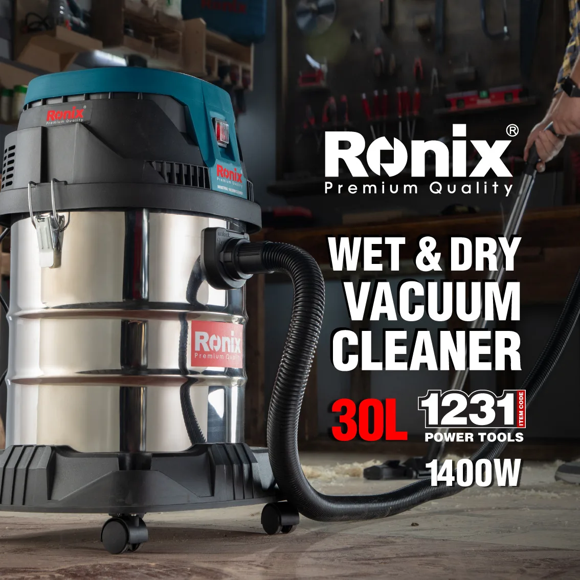 Ronix Vacuum cleaner 1231 1400w 30L Cleaning Vacuum Cleaner Handheld Portable Industrial Vacuum Cleaner