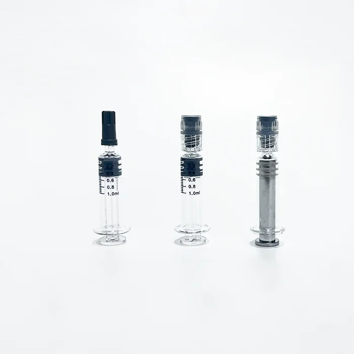 1ml Glass Luer Lock Syringe With Plastic plunger Empty Cosmetic applicator with rubber cone Syringe