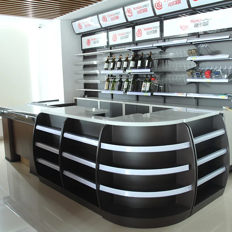 Marble Cashier Desk Factory Checkout Counter for Supermarket Grocery Store Wood Material Made in China