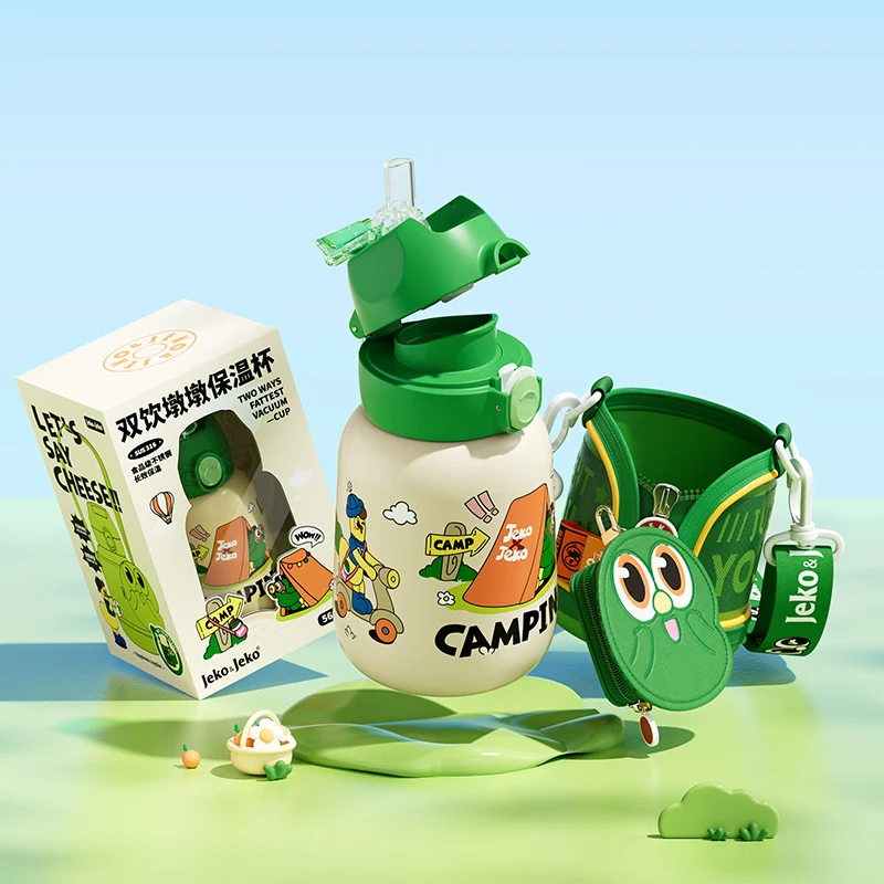 Jeko&Jeko Gift For Kids, Student Cute Water Bottle With Carrier Bag, Strap And Coin Purse