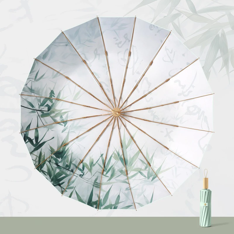 Chinese new ancient ink painting umbrella for rain and sunshine to protect against ultraviolet rays