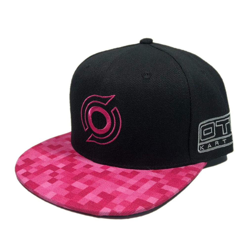 ODM women summer 6 panel hot pink hat Structured embroidered acrylic printed gorras Custom logo outdoor hiphop cap snapback