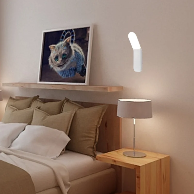 New Portable Rechargeable Phone Shaped Creative Bedside Lamp Bedroom Wall Mounted Table Stand Touch Dimmable LED Night Light