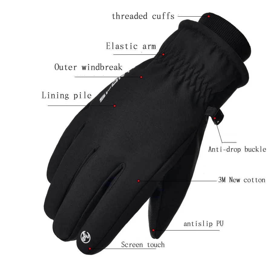 Wholesale Fall and Winter Windproof Touch Screen Outdoor Cycling Riding Gloves 3M New Cotton Warm Ski Gloves