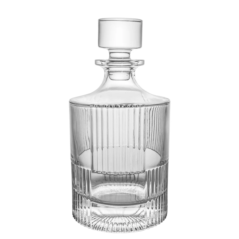 China Factory Wholesale Embossed Custom 1000ml Crystal Liquor Whiskey Decanter Cylinder