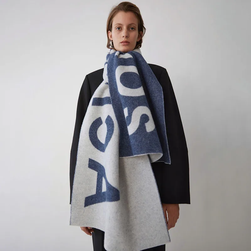 European Classic Letter Logo Scarf Female Autumn and Winter Thick Shawl Cashmere Scarf Wholesale Men And Womens Scarf
