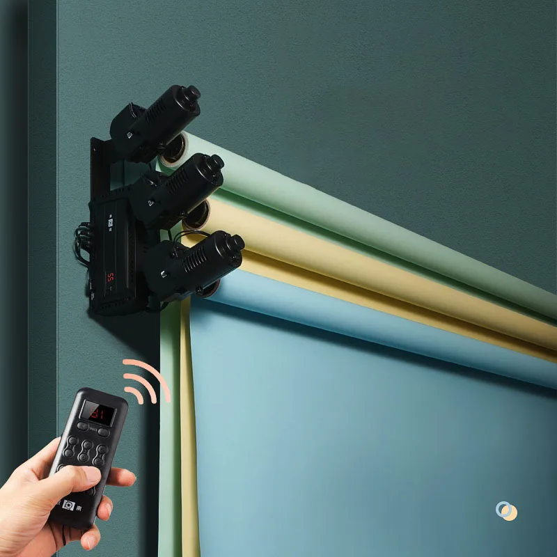 Yiscaxia Electric Background Shaft Remote Control Photo Green Screen Roll Up Paper Backdrop All Mount Background Roller System