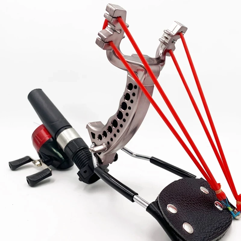 Professional Outdoor Equipment New Alloy Slingshot Shooting Fishing Dart Hunting Paintball Reel Rest Catapult