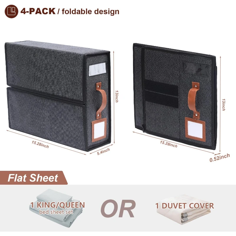 Hot Selling Multi-Functional bed sheet organizer and Storage Box Foldable Quilt Organizer with Window Label Clothes Bags