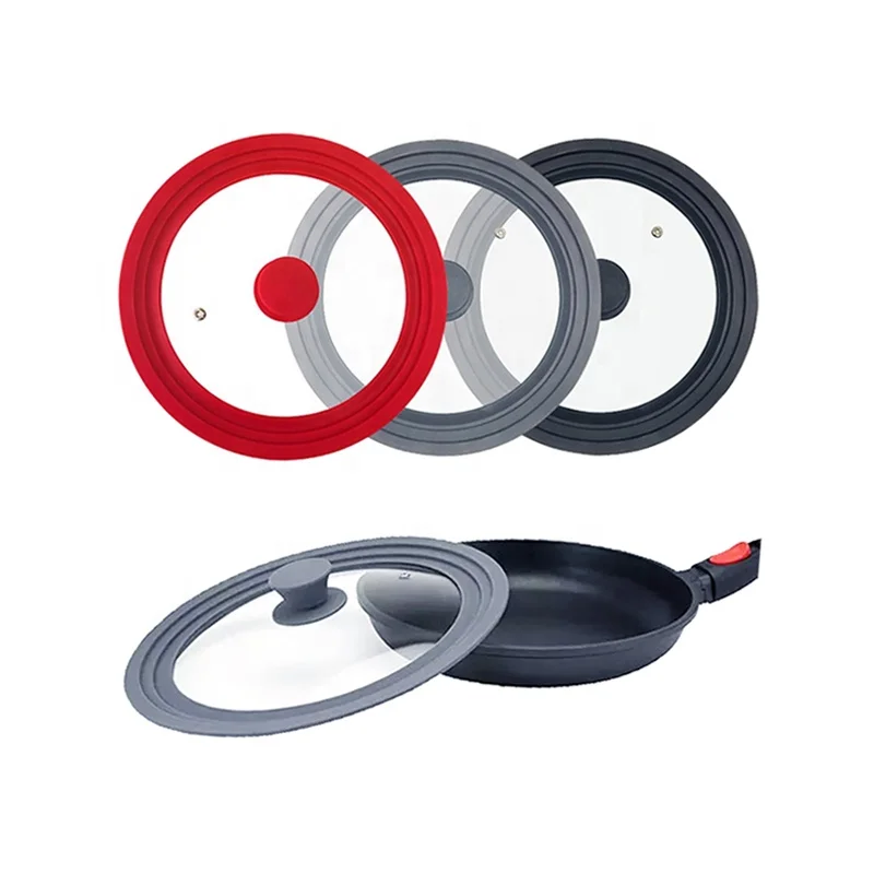 new design 24-26-28cm multi-size safe food grade silicone pot lid Tempering Glass Lids Pot Cover