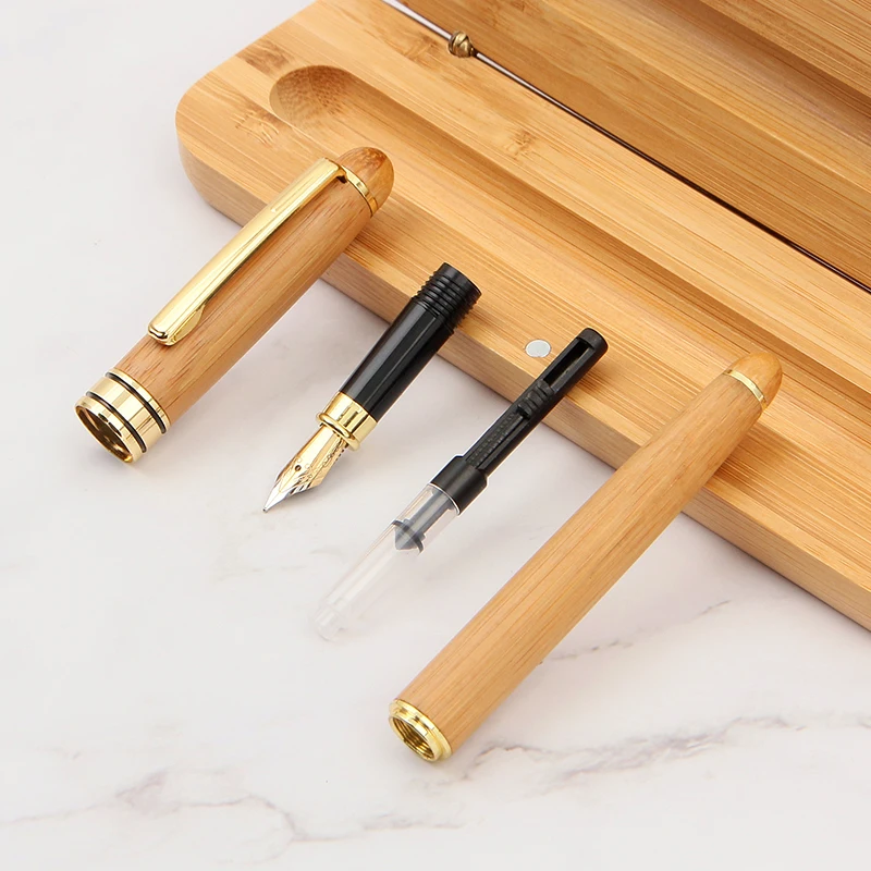 Hot sales bamboo set bamboo fountain pen  bamboo pen with custom logo