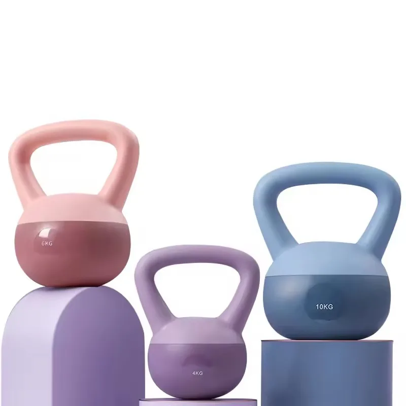 Wholesale Iron Sand Filled PVC Soft Kettlebell body Dumbbell Bodybuilders use soft kettlebell squats for  lift strength training